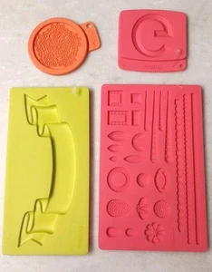 Lot Of 4 Wilton Silicone Fondant Gum Paste Molds Flowers Leaves Ribbon - Picture 1 of 9