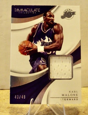 KARL MALONE 2018 PANINI IMMACULATE GAME WORN JERSEY CARD #43/49 UTAH JAZZ - Image 1 of 2