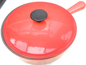 Cousances 20cm Red / Blood orange Pan Cast Iron Saucepan with Lid - Picture 1 of 9