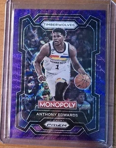 2023-24 Panini Prizm Monopoly - Anthony Edwards #52 Purple Wave Prizm - Bild 1 von 2