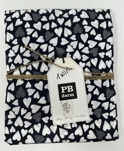 Pottery Barn Schlafsaal Happy Hearts Bettdecke_Zwilling_schwarz/weiß_Neu mit Etikett_TD - Bild 1 von 5