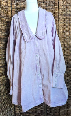 FREE PEOPLE Charlie Denim Button-Down Shirt, Pearl Snaps, Lilac Purple, L - Image 1 of 4