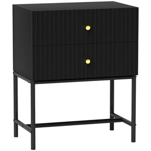 HOMCOM Modern Bedside Table with 2 Drawers for Bedroom, Black - Picture 1 of 11