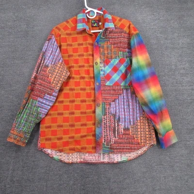 Jams World Shirt Mens Medium Flannel Geometric Abstract Artsy Vintage Button Up - Image 1 of 4