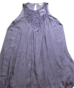 Kori America Dress Acid Wash Summer Lace Front Gypsy Shift Sleeveless Large NWT - Picture 1 of 9