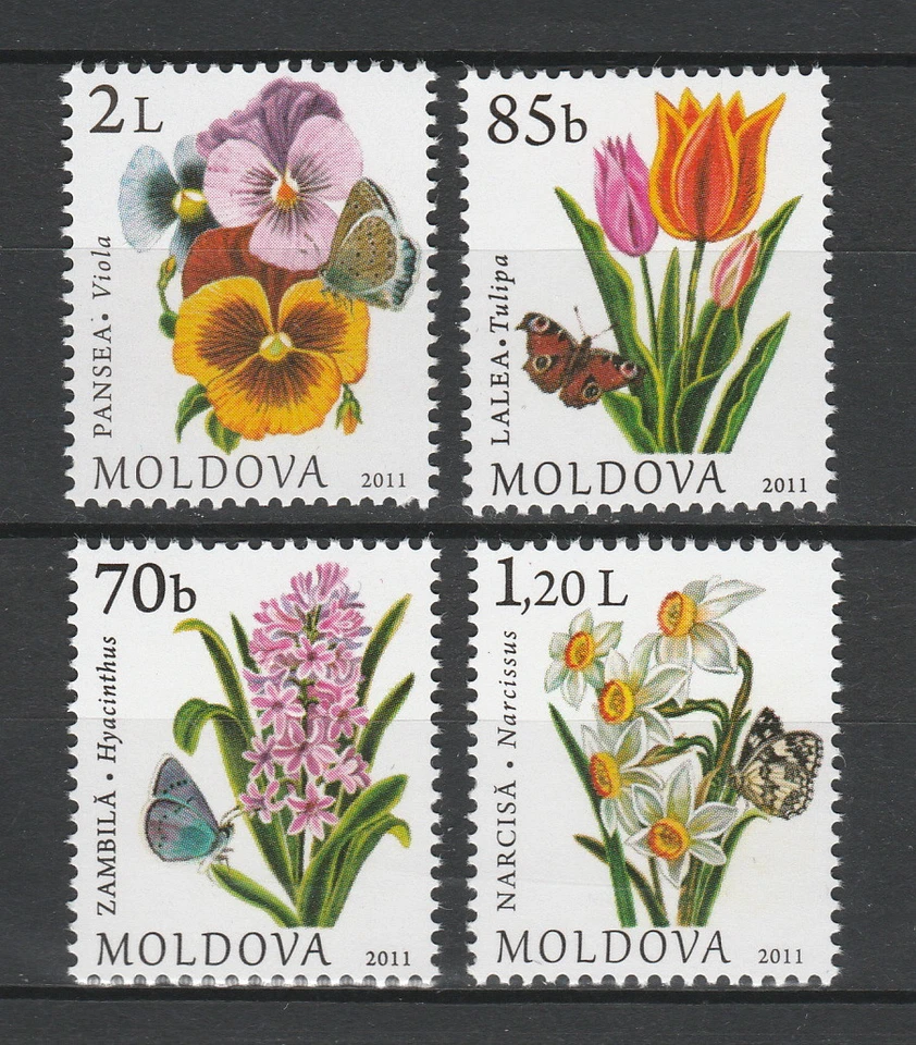 Moldova 2011 Flowers 4 MNH stamps - Image 1 of 1