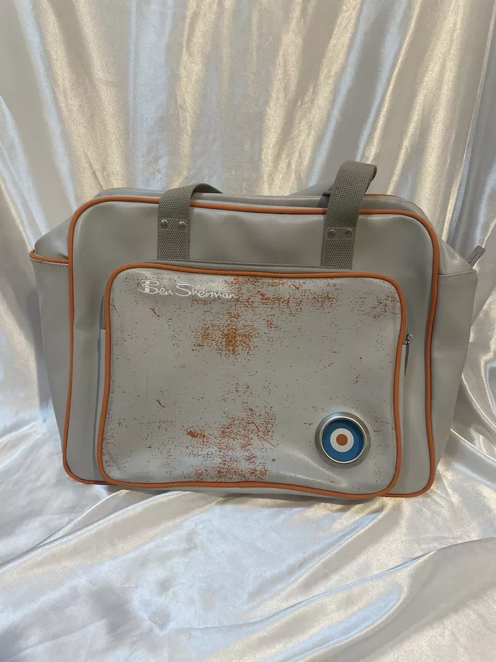 Rare Vtg Ben Sherman Carry On Bag White Orange Trim Blue Accent Canvas Handle - Image 1 of 4