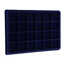 24 Grid Velvet Frame Coin/Jewelry Display Tray Box for Exhibition Hall -Blue