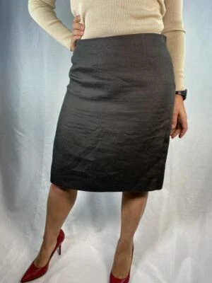 Prada Dark Gray Linen Skirt - Image 1 of 4