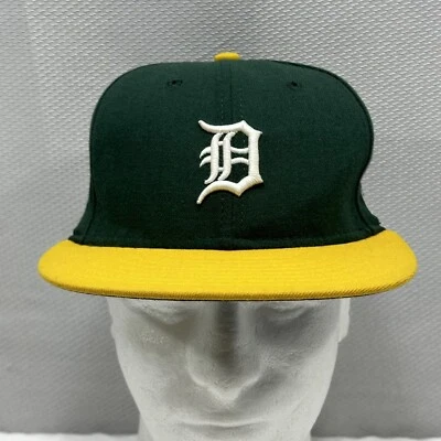 2000's Detroit Tigers Green Yellow "JB" Custom New Era 59Fifty Fitted Hat 7 1/4 - Image 1 of 4