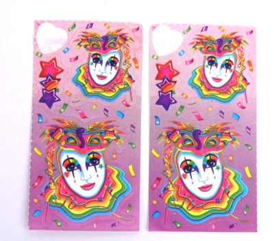 Vintage Lisa Frank stickers Clown Mask 1990s Scrapbooking - Imagem 1 de 2