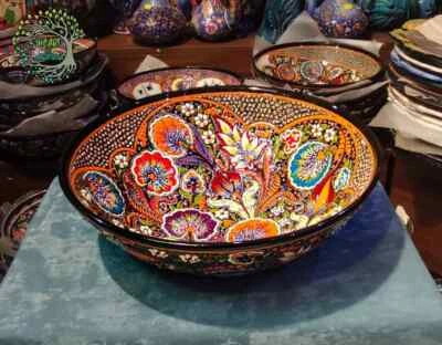 Tazón de cerámica único especial de 12" | Tazón grande hecho a mano para servir pasta ensalada fruta Foto 1 de 4