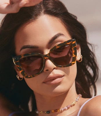 Gafas de sol Quay CHAIN REACTION marrón carey de gran tamaño $150 #81 nuevas  Foto 1 de 4