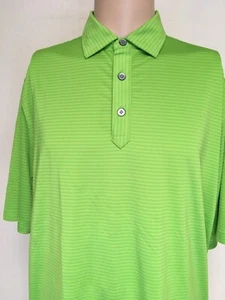 FOOTJOY LIME GREEN STRIPE PERFORMANCE GOLF POLO SHIRT Embroidered L GOLF - Picture 1 of 12