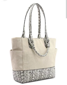 Alfani Teklah large Canvas Tote handbag shoulder summer travel school boho bag - Picture 1 of 7