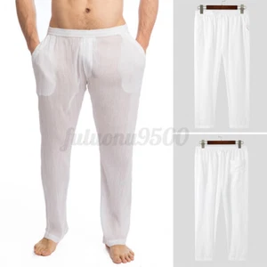 Hombres Pantalones Largos de Malla Transparente Sexy Ropa Interior Salón Pijamas Pantalones Pjs - Imagen 1 de 12