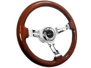1990-96 Corvette 14" Mahogany Wood Steering Wheel Kit, Non-Telescopic IN STOCK - Picture 1 of 11