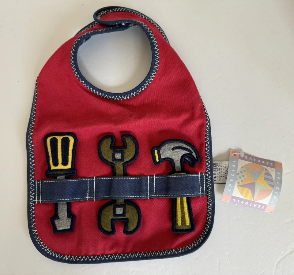 Gymboree Baby Boys Girls Removable Tools Bib Rainbow Tag Vintage 1998 NEW RARE - Image 1 of 4