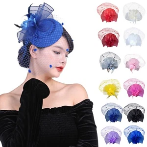 Fascinators Hat 20s 50s Hat Cocktail Tea Party Headwear with Veil for Women Girl - Picture 1 of 60