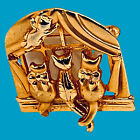 VTG AJC American Jewelry Company Gold Silver Tone Cats Pin Brooch Kittens Window