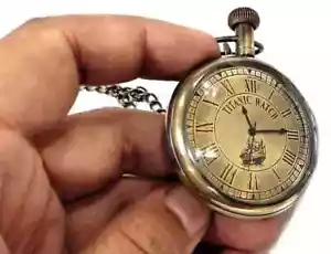 Reloj Bolsillo Antiguo Náutico Latón Titanic Barco Vintage con Caja Regalo Náutico - Imagen 1 de 3
