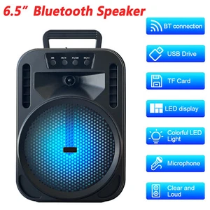 Portable Bluetooth Party Speaker 6.5" Sound System Subwoofer Heavy Bass Stereo - Picture 1 of 12
