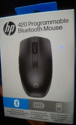 HP 420 Programmable Bluetooth Mouse. Black. Multi Surface. Swift Pair 3 Devices. - Image 1 of 4