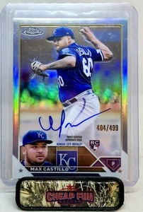 MAX CASTILLO RC AUTO 2023 TOPPS CROMO ROOKIE RIFRATTORE 404/499 RA-MC ROYALS - Foto 1 di 3