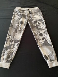Rose Skull 3D Joggers Pants Medium M Leapparel Graphic Sweatpants Unisex Men - Picture 1 of 11