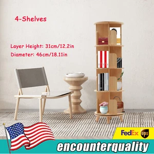 4 Layers Rotating Bookshelf Bookcase Storage Rack Floor Standing Display Holder - Picture 1 of 20