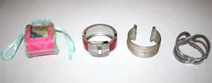 g10 LOT of 4 Wide Bracelets Fashion Jewelry Pinks Silvers - Picture 1 of 15