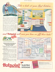 1944 WWII HOTPOINT Kitchen appliances PRINT AD electric stove refrigerator - Picture 1 of 1