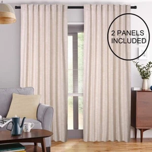 Beige Scheibengardinen 2 Paneele 50x96 Landhausstil 2 Stück Set - Bild 1 von 6