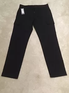 M&S Marks and Spencer Autograph Mens Black Cargo Cotton Trousers- Size 30 NWT - Picture 1 of 10