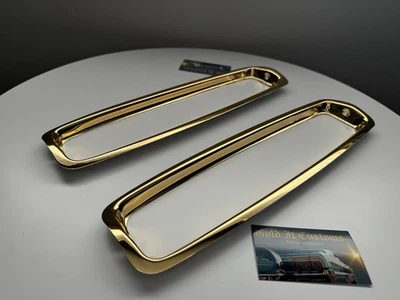 1980-1989 Gold Plated Cadillac Fleetwood Brougham Coupe Deville Taillight Bezels - Image 1 of 4
