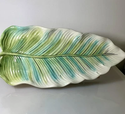 Fitz & Floyd Cockatoo Leaf Bread Tray Platter Serving Tray 14.75in Preowned - Image 1 of 4