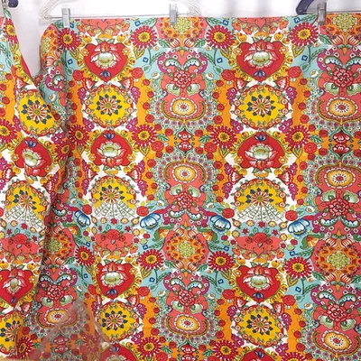 Cortina de Ducha World Market Bohemia Boho Rojo Teal Mostaza 100% Algodón 72X69 L Foto 1 de 4