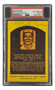 Monte Irvin Signed 4x6 New York Giants HOF Plaque Card PSA/DNA 85027861 - Picture 1 of 3