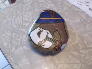 Hand Painted Donkey with Flowers Rock / Paperweight - Picture 1 of 6