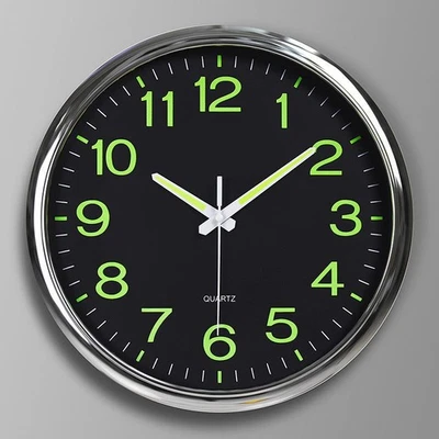 12'' Wall Clock Large Luminous Quartz Night Light Glow Silent Non-Ticking Clock - Image 1 of 4