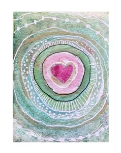 "Acuarela abstracta y pintura a tinta original de 2,5"" X 3,5"" firmada por Aceo de Kenna" - Imagen 1 de 4