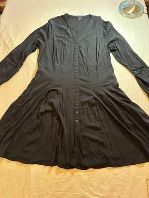 Torrid “Wednesday “ Dress Sz 2 ( 18/20) Solid Black, Button Up, L/S Exc Cond - Image 1 of 4