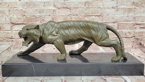 Bronze Tiger Sculpture Metal Animal Statue Figurine Wildlife Decor Collectible - Picture 1 of 10