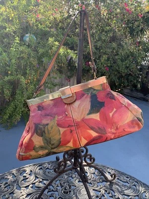 PATRICIA NASH Teñido Floral Cuero Italiano Cierre de Metal Cartera Bolso Cartera Foto 1 de 4