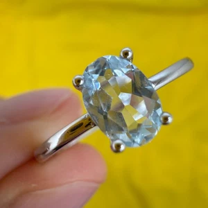 925 Sterling Silver Ring 7x5mm Natural Topaz Gemstone Women Jewelry Engagement - Picture 1 of 13