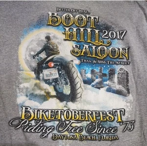 Boot Hill Saloon Pocket  T-shirt Riding Free Since '73 Daytona Beach FL - Picture 1 of 4