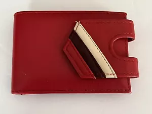 Vintage Kuang Huei Red Faux Leather Bifold Wallet Racing Stripe Coin Pocket 60’s - Picture 1 of 10