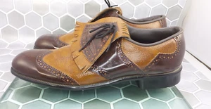 JC Penney Golf Shoes Men's Size 910Wingtip Kiltie Metal Cleats Vintage JL270 - Picture 1 of 17