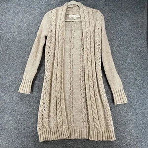 Max Studio Cardigan Sweater Size S Alpaca Beige Open Front Boho Hippie Duster - Picture 1 of 8