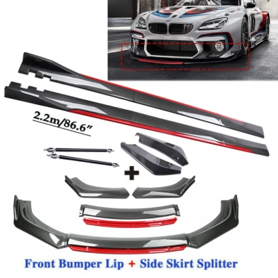 For E90 E92 E93 328i Carbon Fiber Front Bumper Lip Spoiler + Side Skirt Rear Foto 1 de 4